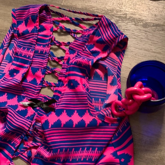 Pink & Blue Tribal Tank Top - Picture 2 of 6